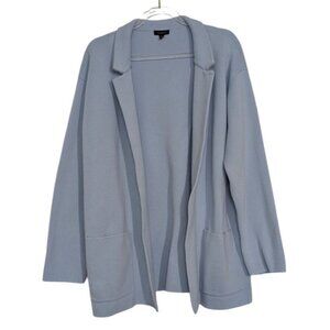 Talbots Sweater Blazer Womens Size Large Blue Knit Notch Collar Open Front